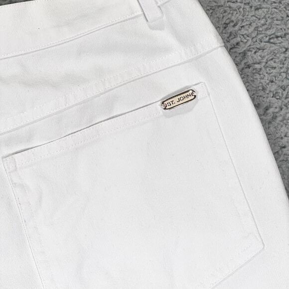 St. John Sport Pants Women's 12 White Gold Jeans Pockets Quiet Luxury Preppy Mom - Picture 5 of 9